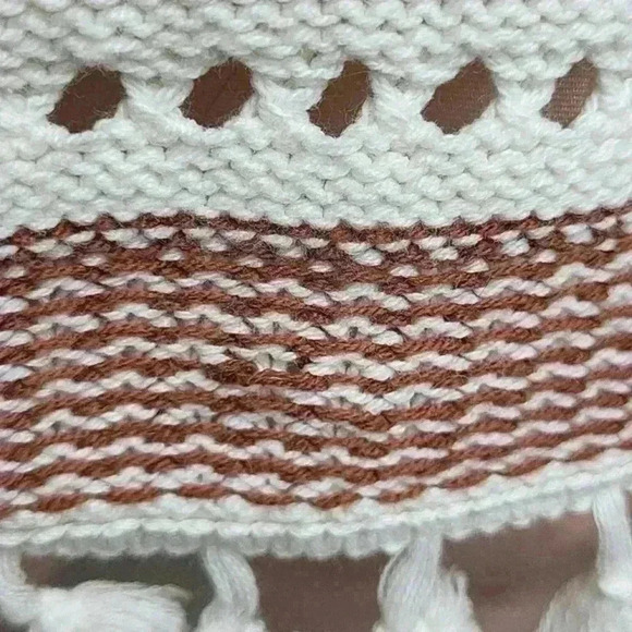 Alya Boho Striped Knit Tank w/ Tassels White/Orange Women's Size Medium‎ - Picture 3 of 8